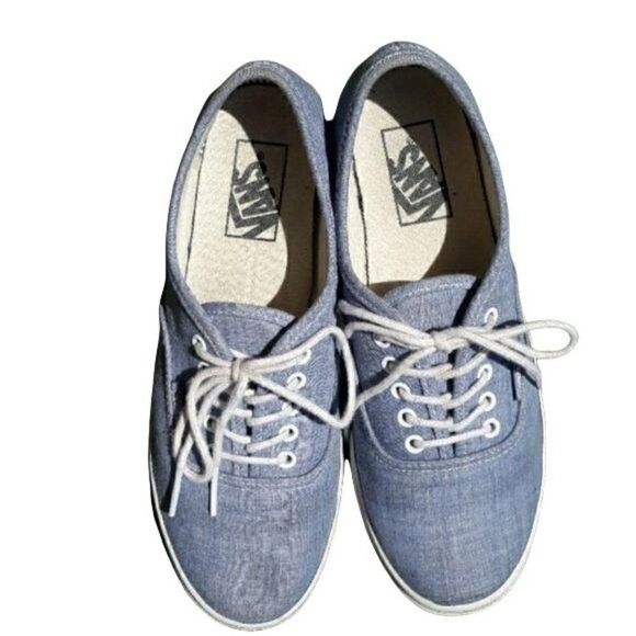 Mens Vans TC6D Retro Crosshatch Light Denim Jean Sneakers Low Top Lace Up Sz 7 - Picture 1 of 8